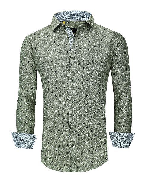 alfani Azaro Uomo Men's Slim Fit Business Nautical Button Down Dress Shirt Men's Fashion & Accessories