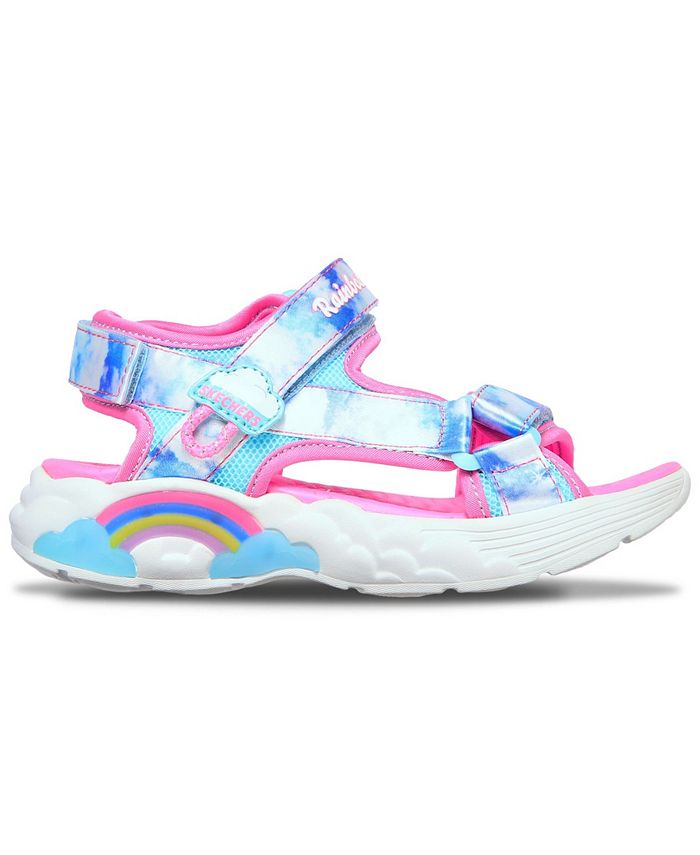 Skechers Little Girls Rainbow Racer- Summer Sky Light-Up Stay-Put ...