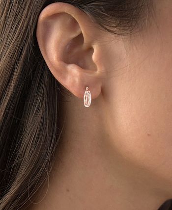 Macy's - Cubic Zirconia Crossover Hoop Earrings in Sterling Silver