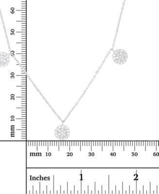 Cubic Zirconia Cluster Disc Dangle 17" Statement Necklace in Sterling Silver (Also in 14k Gold Over Silver)