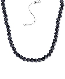 Black Spinel Rondelle Bead Statement Necklace (58-1/8 ct. t.w.) in Sterling Silver, 16" + 2" extender