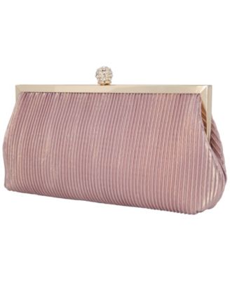Women's Pleated Metallic Frame Clutch