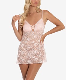 Max Paisley Allover Lace Babydoll & Thong 2pc Lingerie Set
