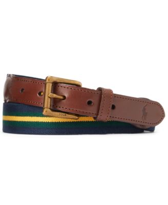 Polo Ralph Lauren - Men's Leather-Trim Striped Belt