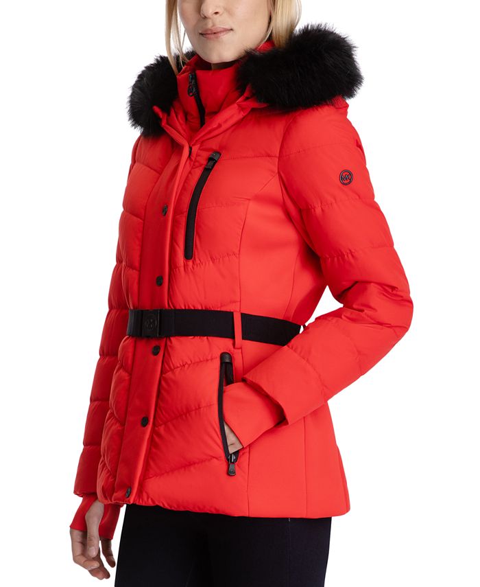 Michael Kors Women's Faux-Fur-Trim Hooded Puffer Coat, Created for Macy ...