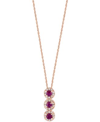 Sapphire (1/6 ct. t.w.) & Diamond (1/10 ct. t.w.) 18" Pendant Necklace in 14k Rose Gold (Also Available in Yellow Gold or White Gold)