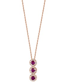 Ruby (1/6 ct. t.w.) & Diamond (1/10 ct. t.w.) Triple Halo 17" Pendant Necklace in 14k Rose Gold