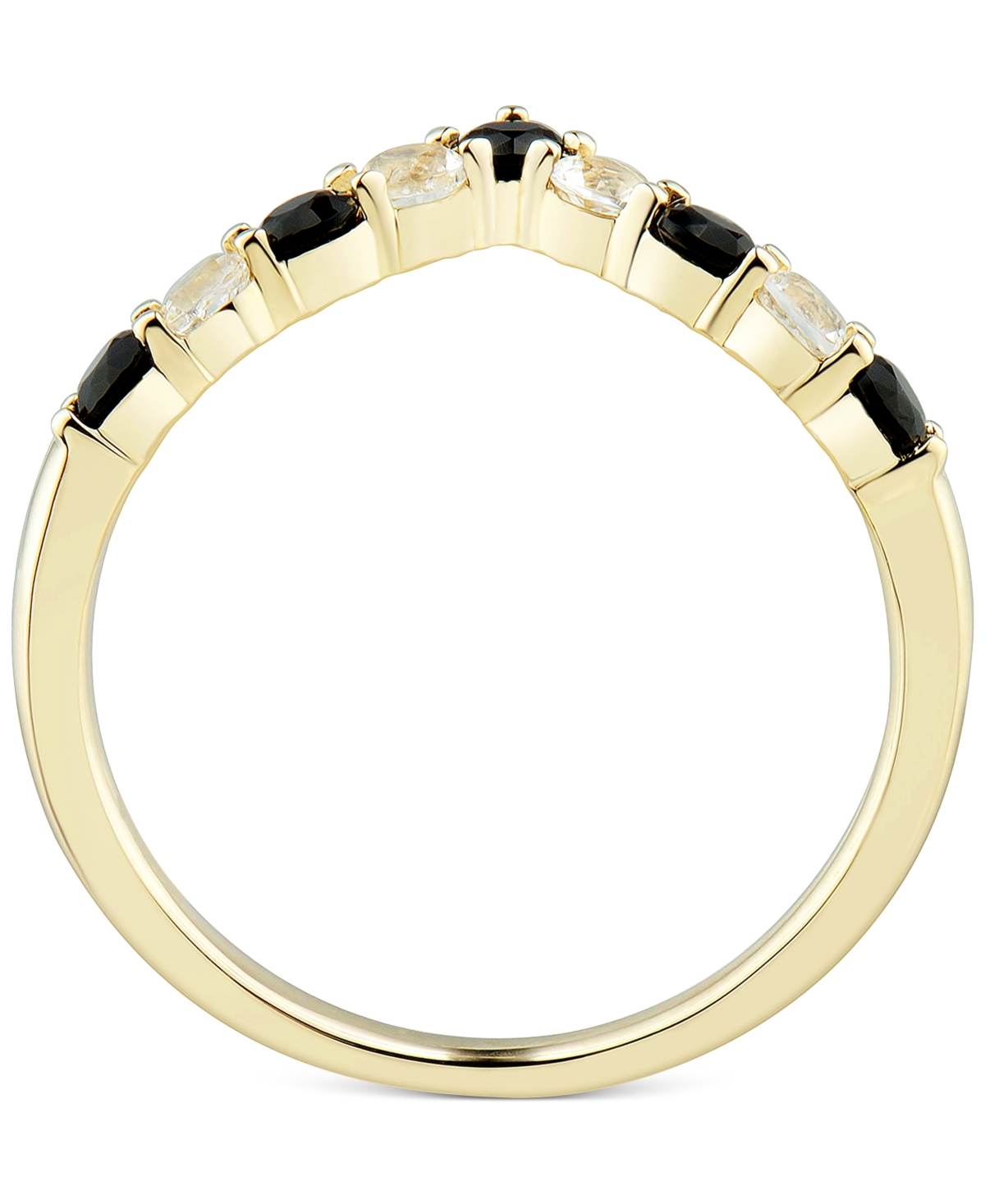 Shop Macy's Onyx And White Topaz (1/3 Ct. T.w.) Chevron Ring In 14k Gold