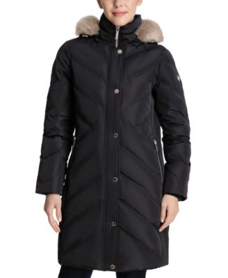 Michael Kors Women S Chevron Faux Fur, Womens Coats With Faux Fur Trim