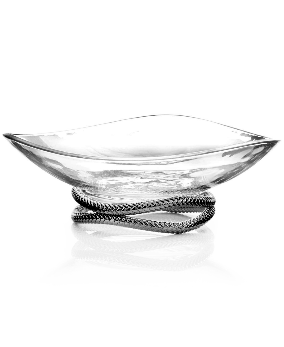 Braid 11" Glass Centerpiece Bowl - Silver