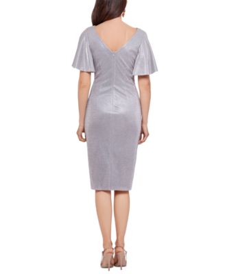 Betsy & Adam Metallic Draped Sheath Dress
