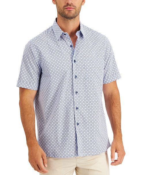 alfani Club Room Men's Regular-Fit Medallion-Print Shirt Created for Macy's Men's Fashion & Accessories