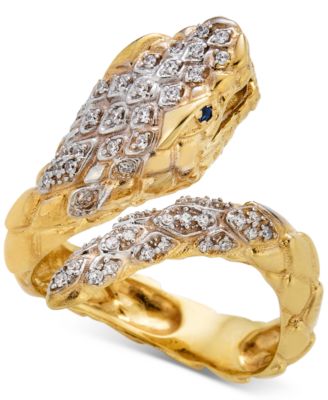 Diamond Snake Ring (1/4 ct. t.w.) in 14k Yellow Gold-Plated Sterling Silver