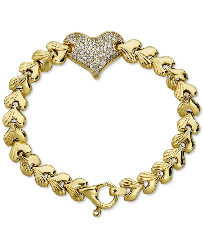 Macy s Diamond Heart Cluster Link Bracelet 3 4 ct. t.w. in 14k