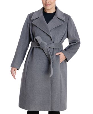 Anne Klein Women's Plus Size Belted Wrap Coat, Created for Macy's - Macy's