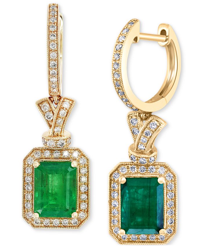 EFFY Collection - Emerald (2-7/8 ct. t.w.) and Diamond (1/2 ct. t.w.) Earrings in 14k Gold