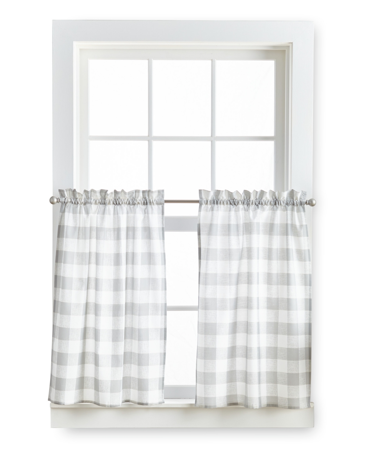 Check Valance and Tiers, Set of 3 - Gray