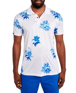 Tallia Men's Lily Print Stretch Polo