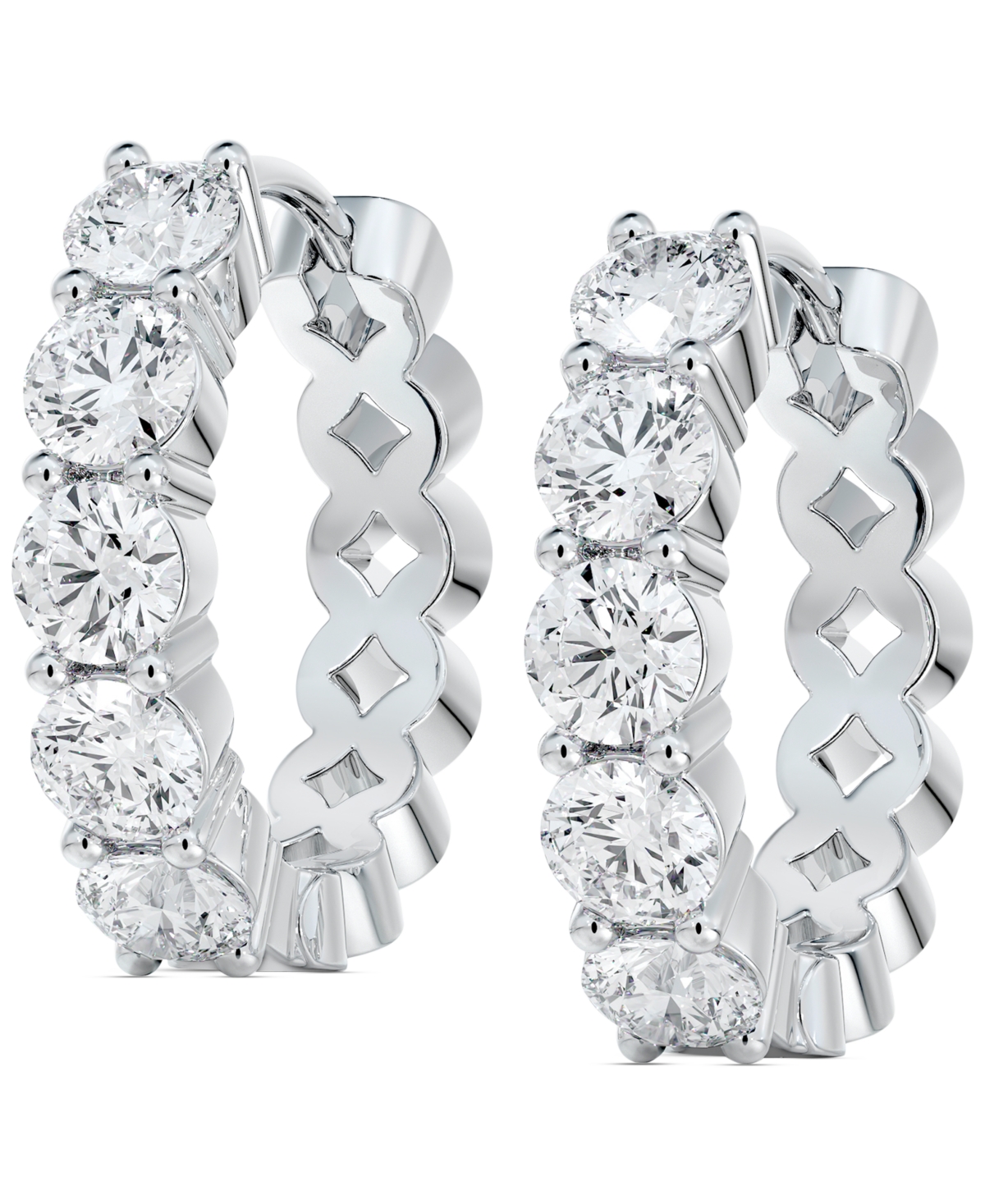 Portfolio by De Beers Forevermark Diamond Extra Small Hoop Earrings (3/4 ct. t.w.) in 14k White Gold, 0.385" - White Gold