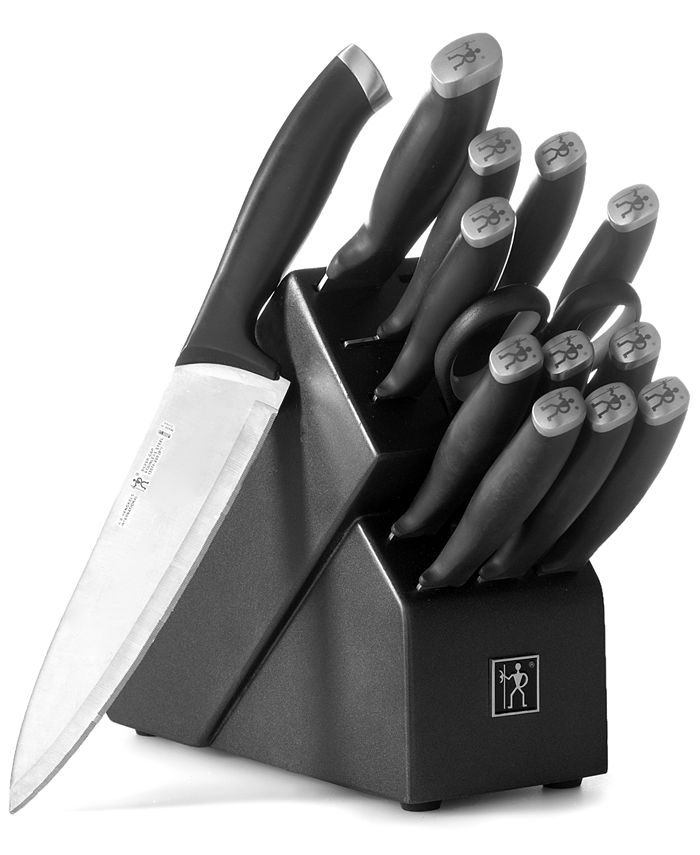 J.A. Henckels International Solution 12- Piece Knife Block Set, Black/Silver