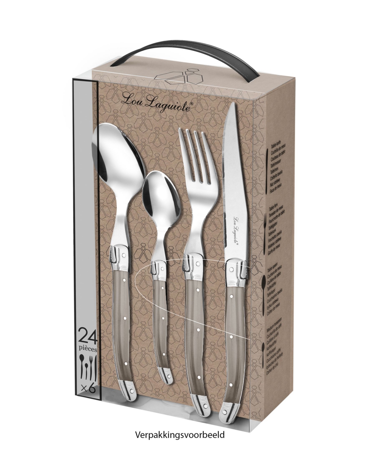 Lou Laguiole Tradition 24 Pieces Flatware Set In Silver-tone,taupe