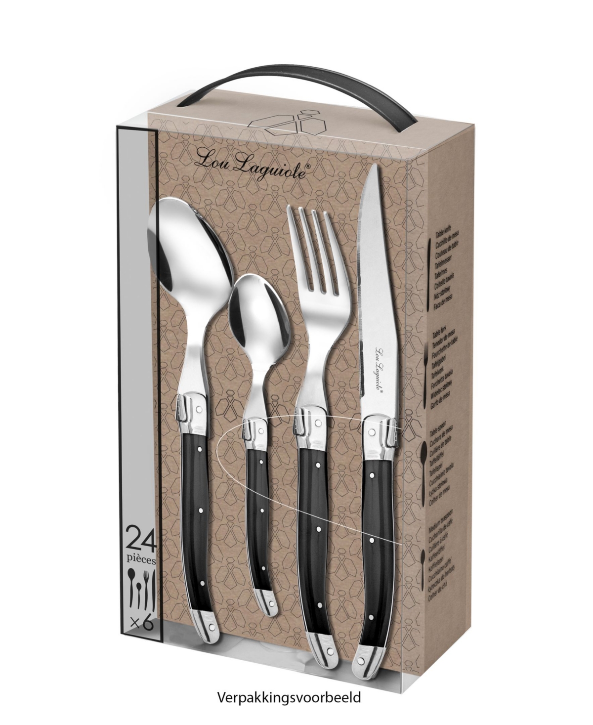 Lou Laguiole Tradition 24 Pieces Flatware Set In Silver-tone,anthracite