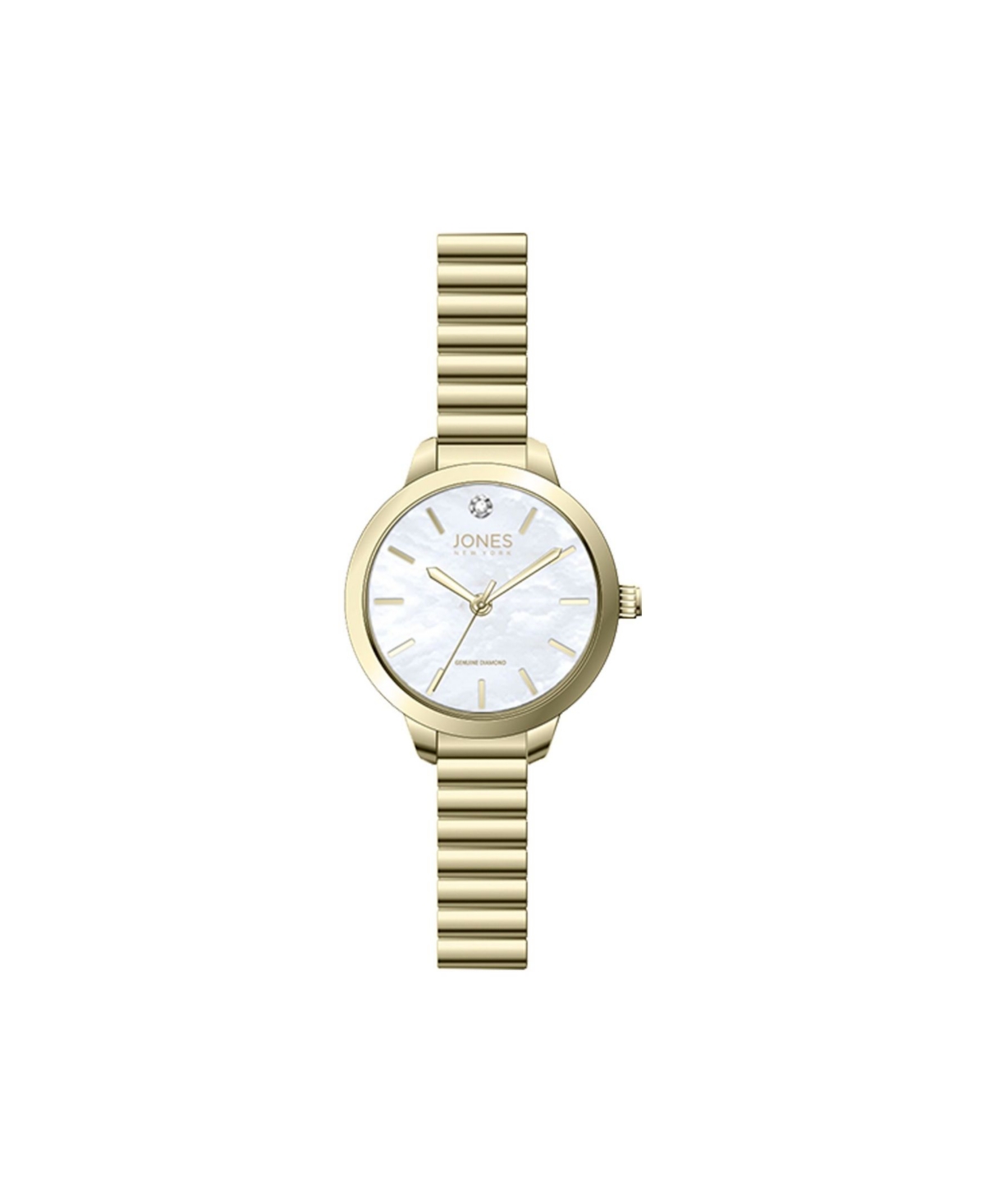 Women's Genuine Diamond White Dial Gold-Tone Metal Narrow Bracelet Analog Watch 28mm - Gold-tone
