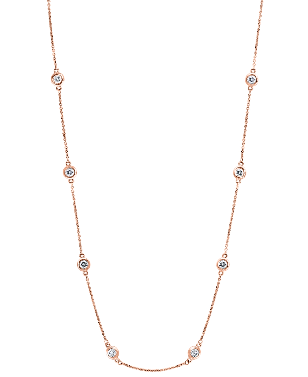 Effy Diamond Bezel 20" Statement Necklace (1 ct. t.w.) in 14k White, Yellow or Rose Gold - Rose Gold