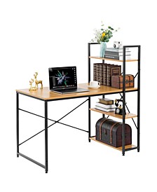 Industrial Home Office Computer Desk with Bookshelves