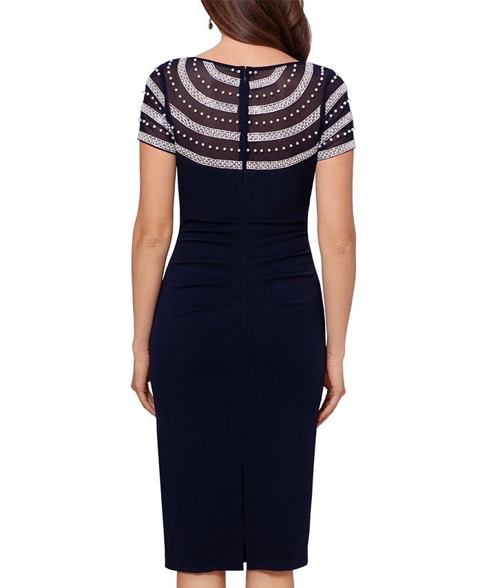 navy blue ruched dress