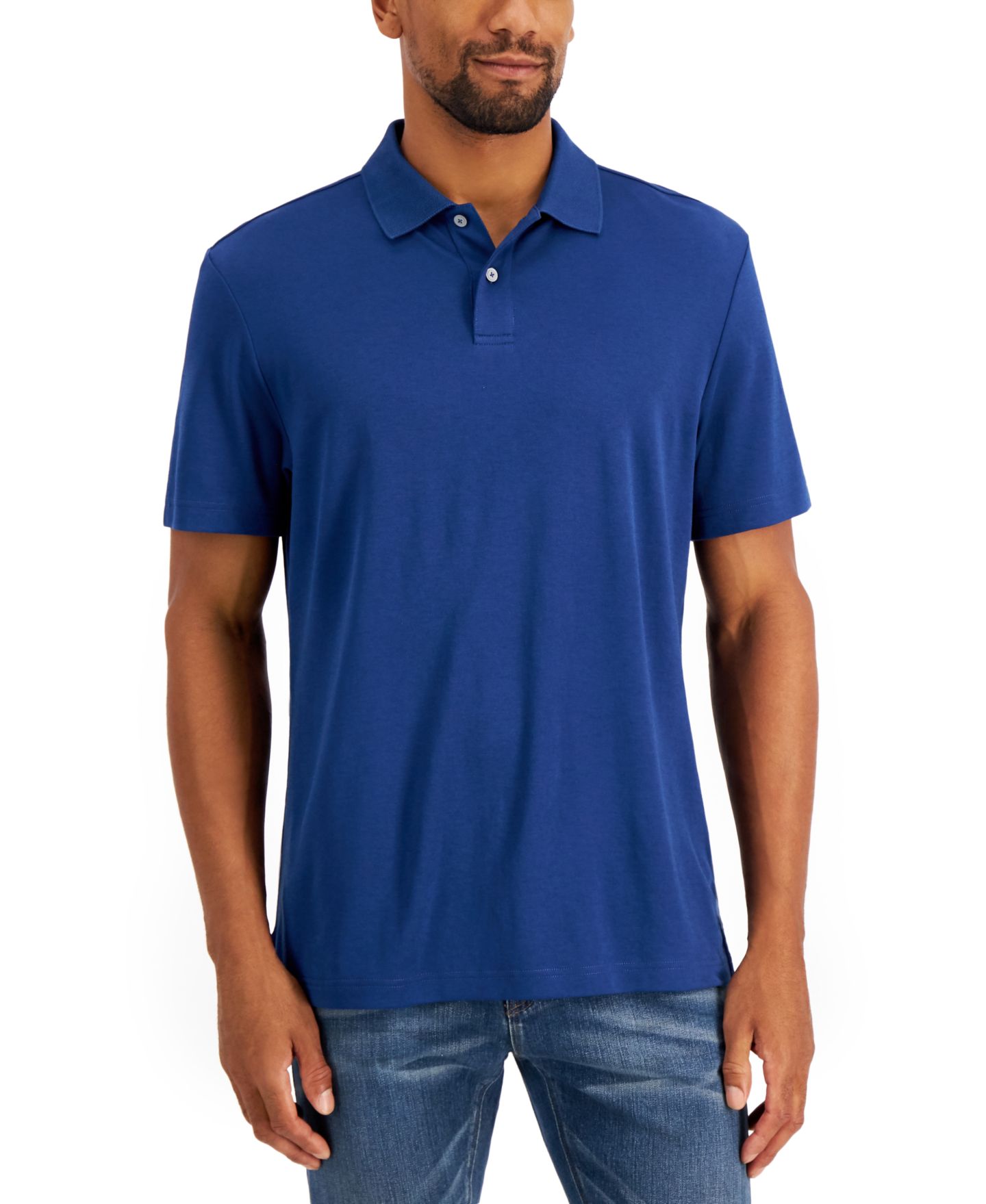 Мужское поло Alfani Regular-Fit Solid Supima Blend Cotton Polo Shirt, цвет: Тёмно-синий — фото 1
