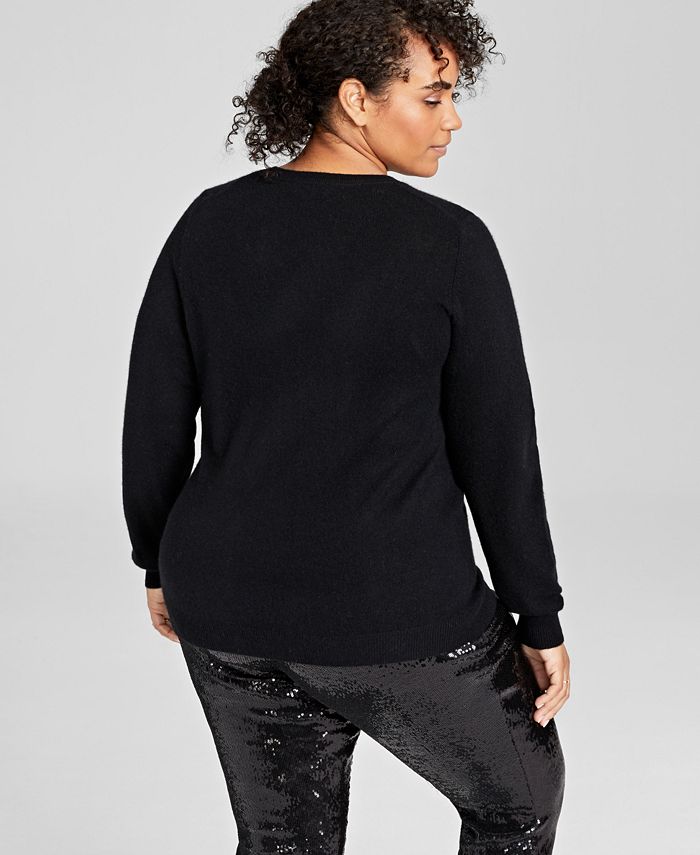 Charter Club Plus Size Cashmere Wool Blend V-Neck Sweater, Created for ...
