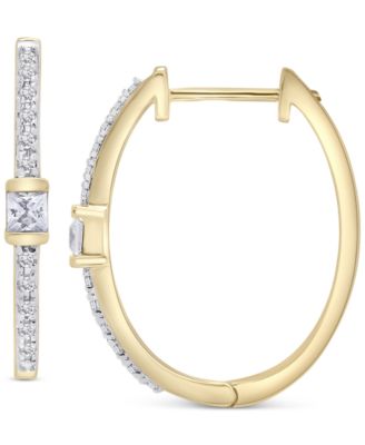 Wrapped - Diamond Princess Hoop Earrings (1/6 ct. t.w.) in 14k Gold