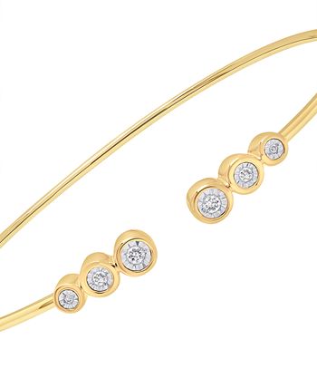 Wrapped - Diamond Bezel Cuff Bangle Bracelet (1/10 ct. tw) in 14k Gold