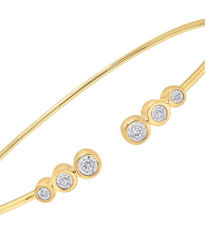 Wrapped Diamond Bezel Cuff Bangle Bracelet (1/10 ct. t.w.) in 14k Gold