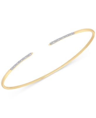 Wrapped Diamond Skinny Cuff Bangle Bracelet (1/10 Ct. T.w.) In 14k Gold ...