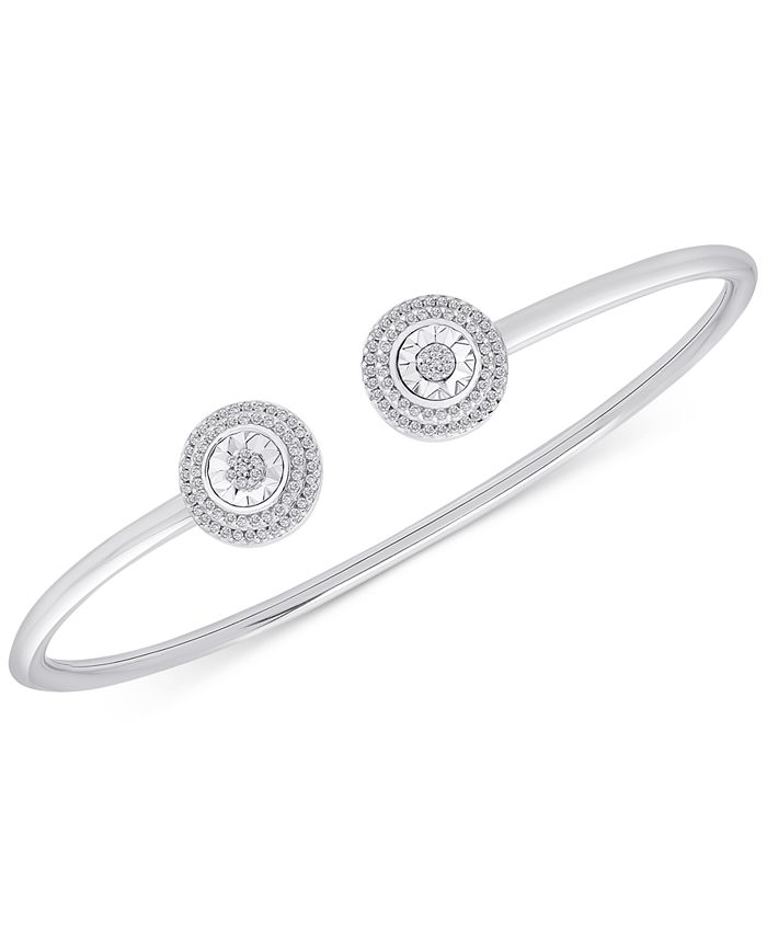 Wrapped - Diamond Halo Cuff Bangle Bracelet (1/4 ct. t.w.) in Sterling Silver