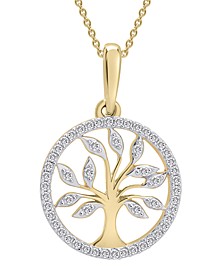 Diamond Tree 20" Pendant Necklace (1/10 ct. t.w.) in 14k Yellow or Rose Gold,  Created for Macy's