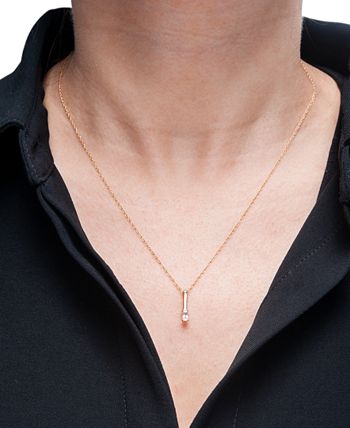 Wrapped - Diamond Baguette Drop Pendant Necklace (1/10 ct. t.w.) in 14k Gold, 16" + 2" extender