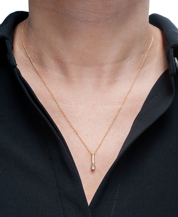 Wrapped Certified Diamond Pear Drop Pendant Necklace (1/10 ct. t.w.) in