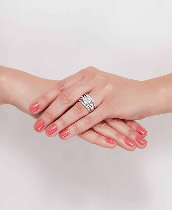 Arabella Cubic Zirconia Multirow Statement Ring in Sterling Silver