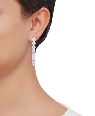 Cubic Zirconia Linear Drop Earrings in Sterling Silver