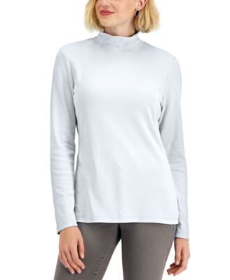 Karen Scott Mock-Neck Top, Created for Macy's - Bright White - Size L