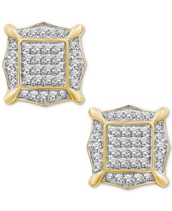 Macy's - Men's Diamond Cluster Stud Earrings (1/3 ct. t.w.) in 14k Gold-Plated Sterling Silver