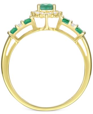 Sapphire (1 ct. t.w.) & Diamond (1/8 ct. t.w.) Ring (Also in Emerald & Ruby) in 14k Gold