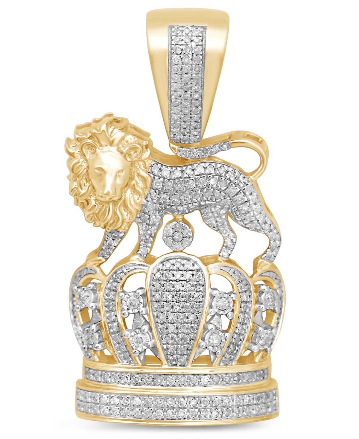 Macy's Men's Diamond Crown & Lion Pendant (5/8 Ct. T.w.) In 14k Gold-plated Sterling Silver