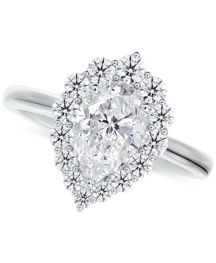 De Beers Forevermark - Diamond Pear Halo Engagement Ring (3/4 ct. t.w.) in 14k White Gold