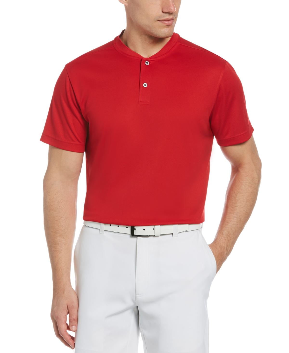 Men's Pique Golf Polo With New Casual Collar - Tango Red