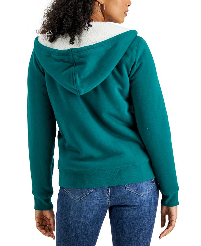 Women's sherpa lined zip up hoodie clearance