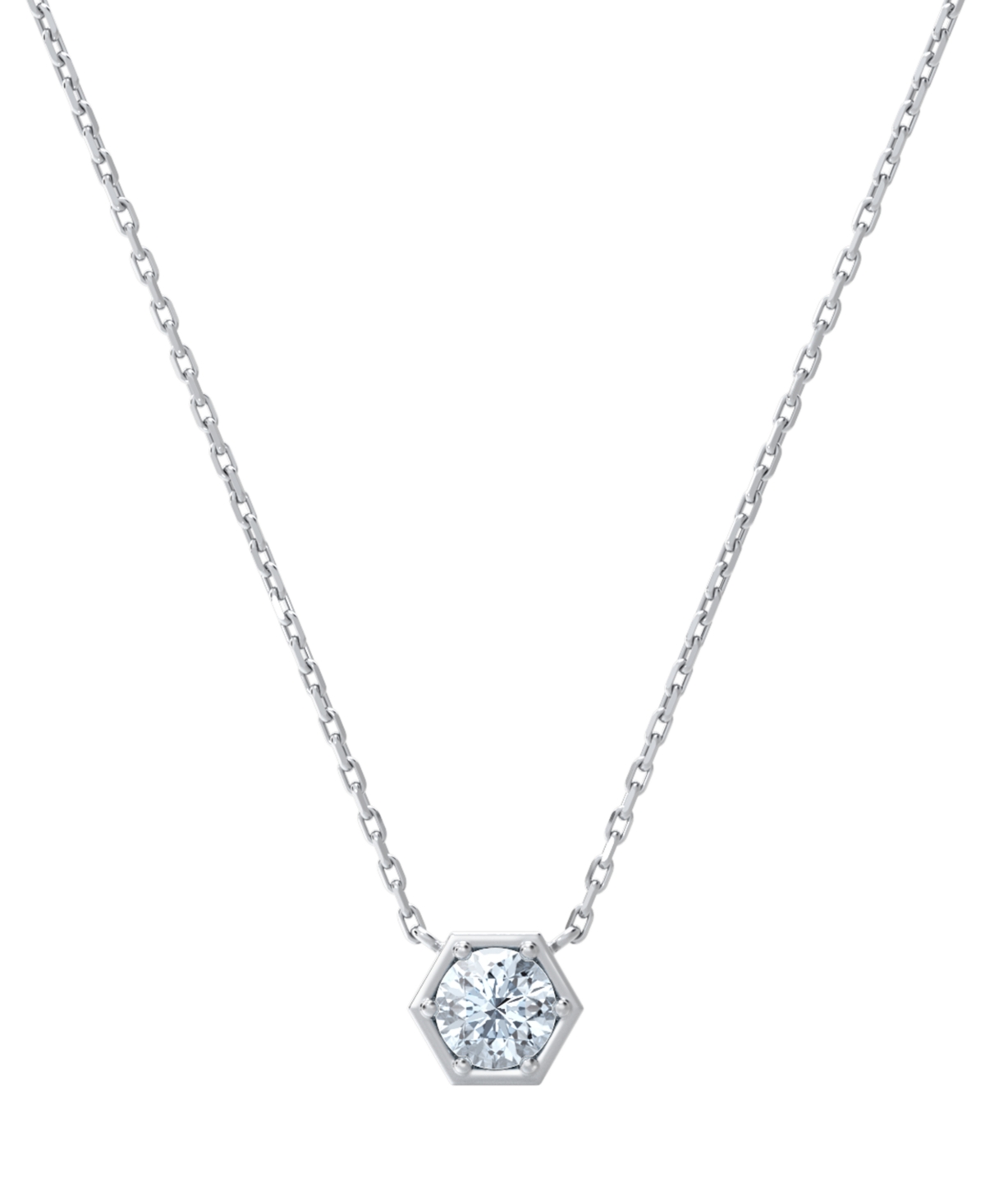 Portfolio by De Beers Forevermark Diamond Honeycomb Solitaire Pendant Necklace (1/4 ct. t.w.) in 14k White or Yellow Gold, 16" + 2" extender - White G